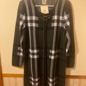 Anne Klein  long gray combo sweater med